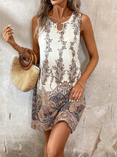 Hollow Printed A-Line Loose U-Neck Mini Dresses